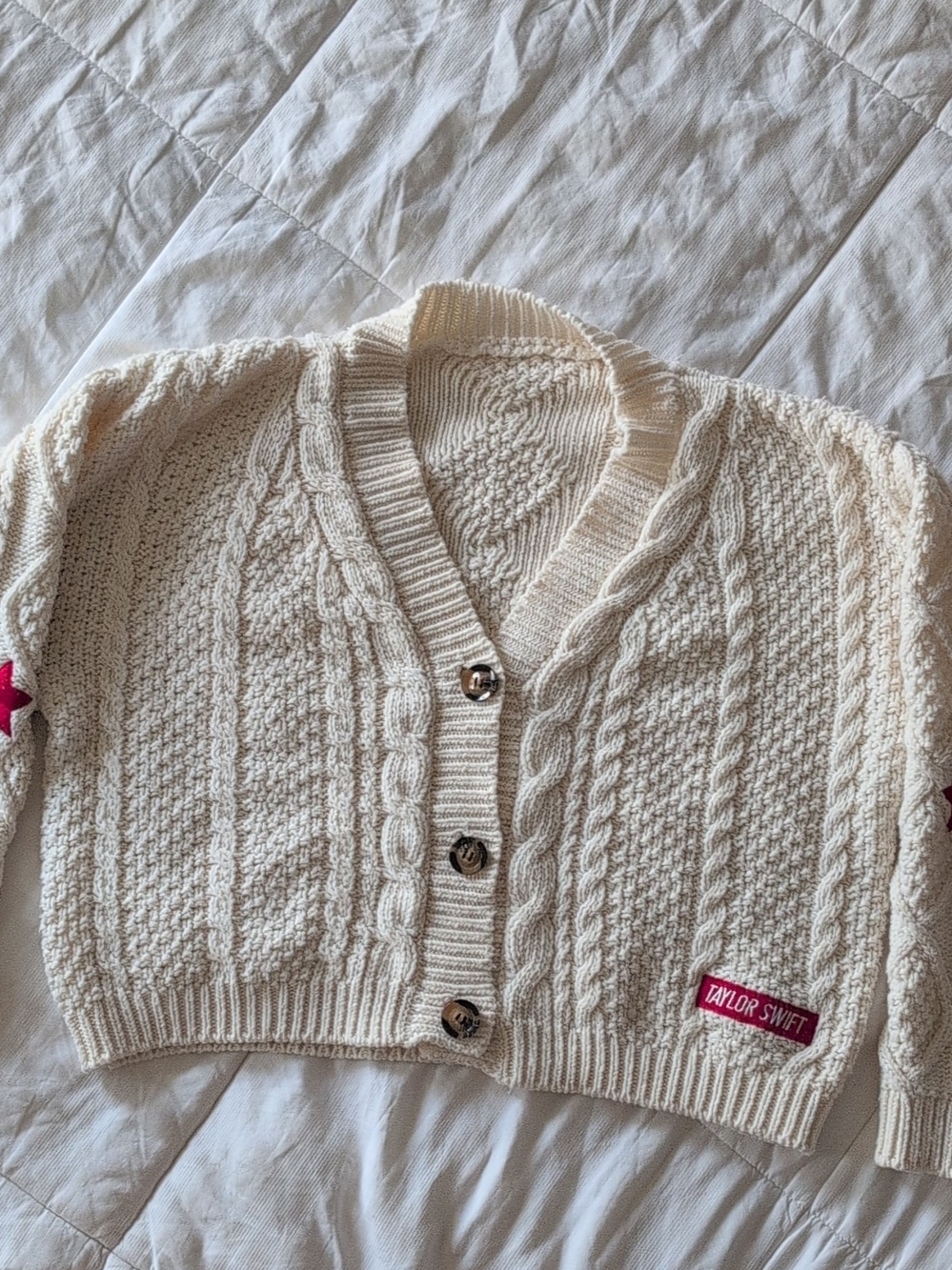 Taylor Swift Red TV Cardigan Dupe Replica Knit Swiftie Sweater Cream No Size